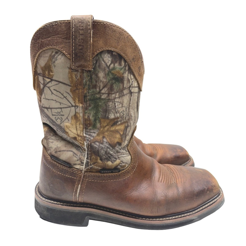 Justin Original Workboots Steel Toe‎ Waterproof Camo Leather Cowboy Boots Men's